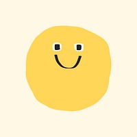 Slightly smiling face sticker psd doodle emoticon