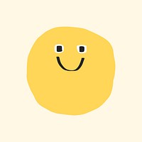Slightly smiling face sticker vector doodle emoticon