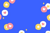 Background with cute social media icons on blue