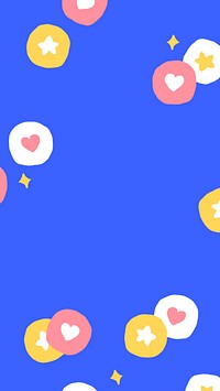 Phone wallpaper vector with cute social media icons on blue