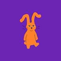 Cute rabbit element psd on purple background