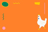 Chicken frame psd on orange background cute and colorful animal illustration