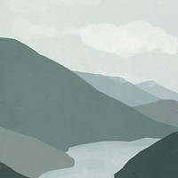 Landscape background of mountains with river illustration