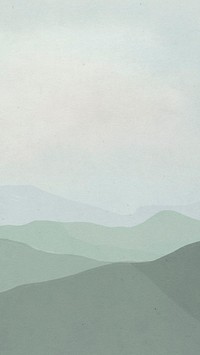 Landscape mobile lockscreen wallpaper with green mountains illustration