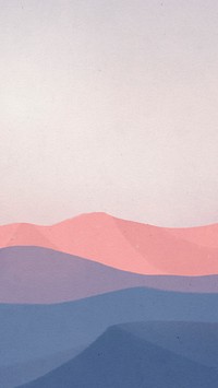 Landscape mobile lockscreen wallpaper with pink mountains illustration