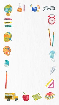 Education frame vector in watercolor back to school theme