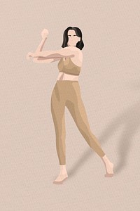 Sporty woman stretching minimal illustration