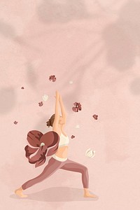Mind and body background with floral yoga woman illustration