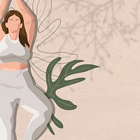 Tree pose border background with yoga, health and wellness illustration