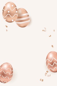 Easter eggs 3D border in rose gold on beige celebration background