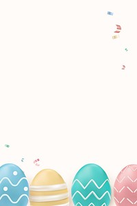 Easter celebration 3D border psd in colorful pastel painted eggs on white background