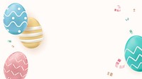 Easter celebration 3D border vector in colorful pastel painted eggs on white background