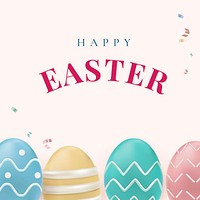Happy Easter editable template vector colorful eggs festival celebration greeting social media post