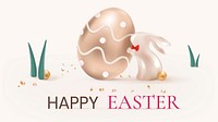 Happy Easter editable template vector with eggs celebration greeting rose gold luxury social banner