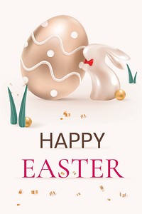 Happy Easter with eggs celebration greeting rose gold luxury social banner