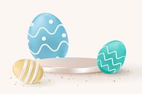 Easter product 3D backdrop psd with painted eggs