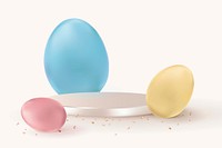 Easter product 3D backdrop vector with colorful eggs