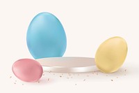 Easter product 3D backdrop psd with colorful eggs