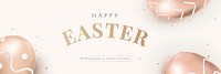 Happy Easter with eggs and greetings holidays celebration social banner