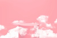 Pink 3D product podium vector with clouds in modern style