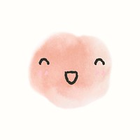 Watercolor emoticon design element vector with cute smiling face