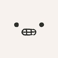 Cute emoticon design element psd with grimacing face