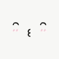 Cute emoticon design element psd with kissing face