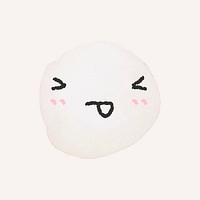 Watercolor emoticon design element psd with cute sticking tongue out face