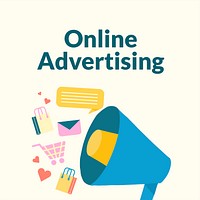 Cute online advertising flat illustration