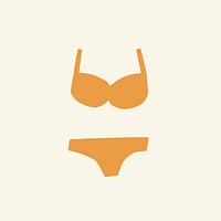 Bikini psd sticker summer vacation doodle in orange