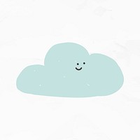 Happy cloud weather sticker psd cute doodle for kids