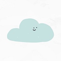 Happy cloud weather sticker vector cute doodle for kids