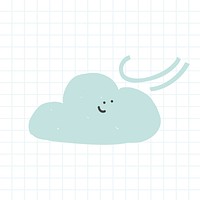 Doodle windy cloud sticker psd weather forecast drawing for kids