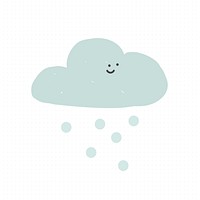 Doodle snowing cloud sticker vector weather forecast drawing for kids