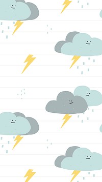 Rainy clouds seamless pattern vector cute doodle background for kids