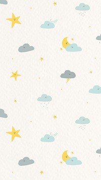 Night sky seamless pattern psd weather doodle background for kids