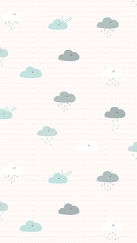 Cute clouds seamless pattern background with snowing and raining illustration