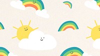 Cute rainbows seamless pattern background with colorful doodle illustration for kids