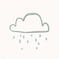 Doodle rainy cloud sticker vector weather forecast drawing for kids