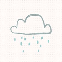 Doodle rainy cloud sticker psd weather forecast drawing for kids