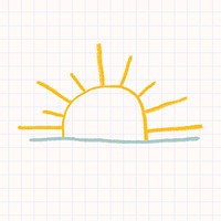 Sunrise sticker vector cute doodle for kids
