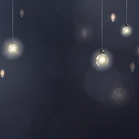 Bokeh background in dark blue with glowing string lights
