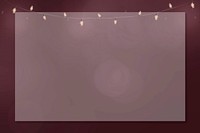 Burgundy red frame vector with glowing string lights and bokeh effect