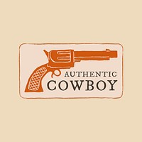 Gun logo vector in beige editable text, authentic cowboy