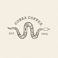 Vintage coffee shop logo with snake illustration