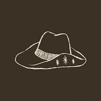 Cowboy hat logo vector hand drawn illustration on dark gray background