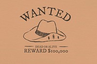 Vintage wanted graphic in cowboy theme