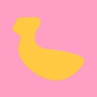 Yellow banana shape graphic in abstract style