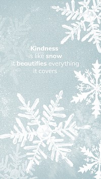Winter wallpaper in blue with snowflakes and quote