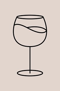 Minimal wine glass psd graphic line art style